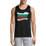 Generic Bulgaristan Ülke Haritası Bayrak Grafik Erkek Pamuklu Siyah Atlet T-shirt