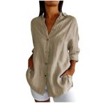 Generic C-986 Haki Temel Gömlek Yaz Sonbahar Rayon Gevşek Fit Uzun Üst Bluz 2025 Moda Y2K T-shirt Tarz Kadın Bluz