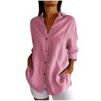 Generic C-986 Pembe Temel Gömlek Yaz Sonbahar Rayon Gevşek Fit Uzun Üst Bluz 2025 Moda Y2K T-shirt Tarz Kadın Bluz