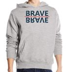Generic Cesur Ayna Resimli Çizgi Sanatı Uniseks Pamuk Karışımı Kapüşonlu Gri Sweatshirt
