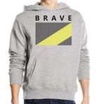 Generic Cesur Siyah ve Sarı Çizgi Sanat Uniseks Pamuk Karışımı Gri Kapüşonlu Sweatshirt