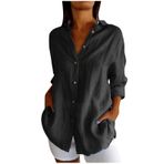 Generic I-430 Siyah Temel Gömlek Yaz Sonbahar Rayon Gevşek Fit Uzun Üst Bluz 2025 Moda Y2K T-shirt Tarz Kadın Bluz