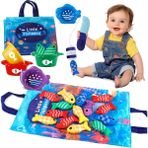 Generic Montessori Balık Tutma Oyunu 22 Parça Eğitici Bebek Oyuncağı | 1-3 Yaş Renk Öğrenme ve Motor Beceri Geliştirici Cırt Cırtlı Oyun Seti