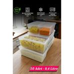 Generic Plastik Kendinden Kilitli- Kapaklı Saklama Kabı Gıda&Yemek&Derin Dondurucu 0.4 Litre 10 Adet Çok Renkli Cava06