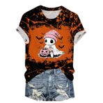 Generic Q-810 Hardal Sarısı Kısa Kollu Gençler Sonbahar Yaz Crewneck Gevşek Fit Sevimli Üstleri 2025 Y2K Kadın T-shirt