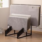 Generico 16 Raflı Metal Fayans Teşhir Standı, Yapı Malzemeleri Örnekleri için Çok Katmanlı Stand, Pratik Ahşap Tabaklık, Showroomlar ve Mağazalar için İdeal (28 x 67 x 50,5 cm)