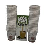 Generico Bio Kahve Seti 100 parça, Tek Kullanımlık Kompostlaştırılabilir Biyolojik Çözünür Kahve Bardakları 75 ml+Tek Kullanımlık Ahşap Kepçe, ecostoviglie (75ml_90mm, multiscript_Wood)