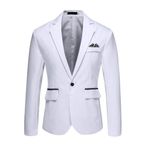 Generisch 2025 Dar Kesim Hafif Beyaz Standart Kesim Blazer Erkek Takım Ceket
