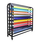 Generisch 210 cm yüksekliğinde, sağlam tekstil sunum arabası, 33 ayarlanabilir asma çubuğu, vinil rulolar, araba folyoları, masa örtüleri için ticari düzenleyici, 160 cm genişliğinde
