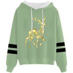 Generisch 3 Noel Kapüşonlu Tarzı Boş Zaman Kazak Model Noel Baskılı Kış Uzun Kollu Gündelik Açık Yeşil Kadın Sweatshirt