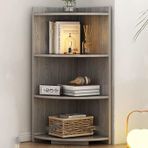 Generisch 88" Köşe Rafı - 4-5 Katlı Kitaplık, Oturma Odası, Ev Ofis ve Yatak Odası için Yer Tasarruflu Köşe Kitaplığı, Şık Gri Sergi Ünitesi (30 x 30 x 120 cm)