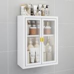 Generisch Banyo için metal ecza dolabı, cam kapaklı duvar montajı, tuvalet üstü, banyo, mutfak, çamaşır odası, yurt odası için asma dolap, beyaz, 50 x 14 x 50 cm