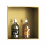 Generisch Banyo için paslanmaz çelik duş rafı, metal, su geçirmez, çizilmez duvar dolabı, oturma odası, duş odası ve mutfak için (Renk: Altın-a, Boyut: 32 x 32 cm)