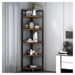 Generisch Bölmeli köşe kitaplığı, oturma odası, çalışma odası, ofis için 5 katlı katlı depolama rafı – küçük kahverengi kitaplık (150 x 32,5 x 42,5 cm)