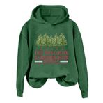Generisch C Noel Kapüşonlu Modern Kazak Tarz Noel Baskılı Kış Uzun Kollu Noel Gündelik Yeşil Kadın Sweatshirt