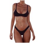 Generisch Dikini High Waist Push Up Seksi İki Parçalı Siyah Kadın Spor Bikini Seti