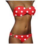 Generisch Dikini Kadın Set Push Up Seksi Mayo İki Parçalı Mayo 2025 Mayo Bikini Üstleri Plaj Kıyafeti Göbek Kapalı Kadın Spor Bikini Seti, Kırmızı, L