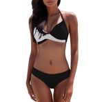 Generisch Dikini Kadın Set Push Up Seksi Mayo Mayo Yaz İki Parçalı Bikini Kadın Karın Kapalı 2025 Mayo Mayo Bikini Üstleri Plaj Kıyafeti, Siyah, M