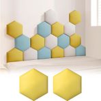 Generisch Duvar dolgusu, 3D altıgen çarpışma önleyici duvar dolgusu, çocuk odası, bebek odası, çocuk odası için 2 kendinden yapışkanlı döşeme paneli (altın, 20 x 23 cm)