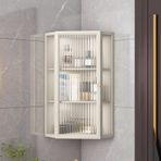 Generisch Duvara monte banyo ilaç dolabı, cam kapaklı, tuvalet üzerinde 3 – 4 katlı depolama alanı, köşe mutfak dolabı, kozmetik ve parfüm için metal çerçeve, banyo ve oturma odası için ideal