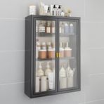Generisch Duvara monte ecza dolabı, metal, cam kapaklı, tuvalet üzerinde şık banyo muhafazası, mutfak ve çamaşır odası için mükemmel (siyah, 50 x 14 x 70 cm)