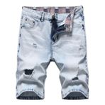 Generisch Erkek kot şort standart kesim kısa kot erkek kot şort yazlık kısa pantolon sokak erkek nostaljik yaz bol delikli kot pantolon retro erkek pantolonu beden tablosu kot erkek, Mavi, XL
