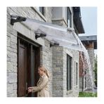 Generisch Gölgelik, kapı gölgeliği, pencere gölgeliği, teras çatısı, polikarbonat plaka, 20° eğimli, karbon çelik çerçeve, 120 x 350 cm (47 x 138 inç) – hava şartlarına dayanıklı