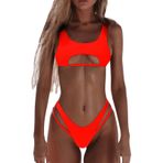 Generisch High Waist Dikini Set Kadın Mayo Push Up Seksi Mayo Yaz İki Parçalı Spor Bikini Kadın Karın Kapalı 2025 Mayo Mayo Plaj Kıyafeti Bikini Üstleri, Turuncu., M
