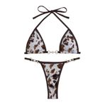 Generisch High Waist Dikini Set Kadın Push Up Seksi Mayo Mayo Yaz İki Parçalı Mayo Bikini Üstleri Plaj Kıyafeti Göbek Kapalı Kadın Spor Bikini Seti, Kahverengi, L