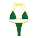 Generisch High Waist Dikini Set Kadın Push Up Seksi Mayo Mayo Yaz İki Parçalı Mayo Bikini Üstleri Plaj Kıyafeti Göbek Kapalı Kadın Spor Bikini Seti, Yeşil., M