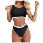 Generisch High Waist Dikini Set Kadın Seksi Push Up Mayo İki Parçalı Mayo 2025 Mayo Plaj Kıyafeti Bikini Üstleri Karın Kapalı Kadın Spor Bikini Seti, Beyaz, S