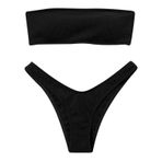 Generisch High Waist Dikini Set Kadın Seksi Push Up Mayo Mayo Yaz İki Parçalı Spor Bikini Kadın Göbek Kapalı Mayo Bikini Üstleri Plaj Kıyafeti, Siyah, S