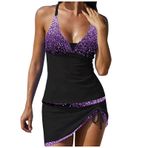 Generisch High Waist Dikini Set Kadın Seksi Push Up Mayo Yaz Mayo İki Parçalı Spor Bikini Kadın Göbek Kapalı 2025 Mayo Bikini Üstleri Plaj Kıyafeti, Mor, XXL