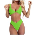 Generisch High Waist İki Parçalı Karın Boşluğu Sarı Kadın Mayo