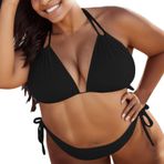 Generisch High Waist Push Up İki Parçalı Göbek Kapalı Siyah Kadın Bikini