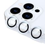 Generisch iPhone 15 Pro 6,1 inç ve iPhone 15 Pro Max 6,7 inç için kamera koruması, çizilmeye dayanıklı 9H sert cam folyo, tek metal halka HD Clear – 3'lü paket (titanyum beyaz)