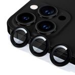 Generisch iPhone 15 Pro 6,1 inç ve iPhone 15 Pro Max 6,7 inç için kamera koruması, çizilmeye dayanıklı 9H sert cam folyo, tek metal halka HD Clear – 3'lü paket (titanyum siyah)