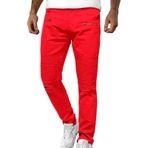 Generisch Jeans Erkek Destroyed Pantolon Kot Pantolon Erkek Slim Fit Streç Kot Pantolon Cepli Fermuarlı Yırtık Kot Pantolon Orta Bel Düğmeli Erkek Kot Pantolon Erkek Yırtık Açık Mavi, Kırmızı, XL