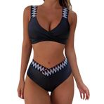 Generisch Kadın Dikini Set Mayo Push Up Seksi Mayo Yaz İki Parçalı Mayo Bikini Üstleri Plaj Kıyafeti Göbek Kapalı Kadın Spor Bikini Seti, Siyah, M