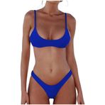 Generisch Kadın Dikini Set Mayo Push Up Seksi Yaz İki Parçalı Mayo Spor Bikini Kadın Karın Kapalı 2025 Mayo Mayo Plaj Kıyafeti Bikini Üstleri, Mavi, XL