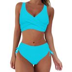 Generisch Kadın Dikini Set Seksi Push Up Mayo Yaz İki Parçalı Mayo Spor Bikini Kadın Göbek Açık Mayo Mayo Plaj Kıyafeti Bikini Üstleri, Mavi, M