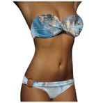 Generisch Kadın High Waist Dikini Set Sexy Push Up Mayo İki Parçalı Mayo Bikini Kadın Karın Kapalı 2025 Mayo Bikini Üstleri Plaj Kıyafeti, Gök mavisi, S