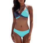 Generisch Kadın High Waist Dikini Set Sexy Push Up Mayo Mayo Yaz İki Parçalı Bikini Kadın Göbek Kapalı 2025 Mayo Plaj Kıyafeti, Mavi, L