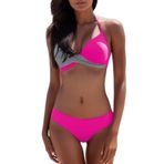 Generisch Kadın High Waist Dikini Set Sexy Push Up Mayo Mayo Yaz İki Parçalı Bikini Kadın Göbek Kapalı 2025 Mayo Plaj Kıyafeti, sıcak gül rengi, XXL