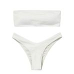 Generisch Kadın High Waist Dikini Set Sexy Push Up Mayo Yaz İki Parçalı Mayo Spor Bikini Kadın Göbek Kapalı Mayo Plaj Kıyafeti, Beyaz, M