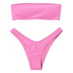 Generisch Kadın High Waist Dikini Set Sexy Push Up Mayo Yaz İki Parçalı Mayo Spor Bikini Kadın Göbek Kapalı Mayo Plaj Kıyafeti, Pembe., S