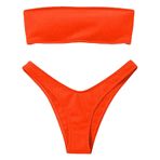 Generisch Kadın High Waist Dikini Set Sexy Push Up Mayo Yaz İki Parçalı Mayo Spor Bikini Kadın Göbek Kapalı Mayo Plaj Kıyafeti, Turuncu., L