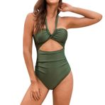 Generisch Kadın mayosu Monokini karın kapalı mayo 2025 yaz modası mayo spor plaj kıyafeti monokini boş zaman kadın mayosu Push Up tek parça mayo, asker yeşili, M