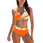 Generisch Kadın Yüksek Bel Dikini Set Seksi Push Up Mayo Mayo Yaz İki Parçalı 2025 Mayo Mayo Bikini Üstleri Plaj Kıyafeti Kadın Spor Bikini Seti, Turuncu., XXL