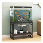 Generisch Metal akvaryum standı, sağlam 2 katlı akvaryum rafı, akvaryum aksesuarlarını saklamak için depo rafı tutucu, ev ofis için (siyah, 80 x 30 x 70 cm)